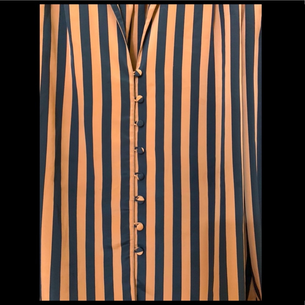 1980s Vintage Brown and Black striped blouse - Picture 2 of 5